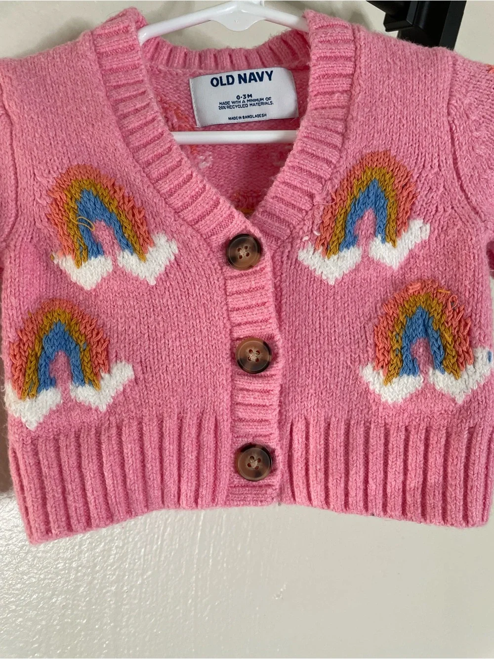 0-3M Old Navy Pink Baby Girl Rainbow Knit Cardigan